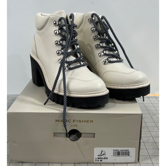 Marc Fisher LTD Shoes - Women's Marc Fisher Ltd Waldo Lace-up Platform Bootie, Size 7.5 M White Lug Sole